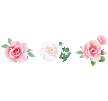 Sæt blomster roser elegant design kant klistermærke - TenStickers