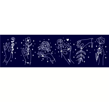 Kantbånd klistermærke elegante håndtegnede blomster - TenStickers