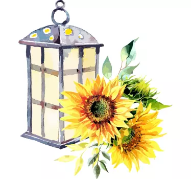 Vintage lanterne med solsikke blomst væg indretning - TenStickers