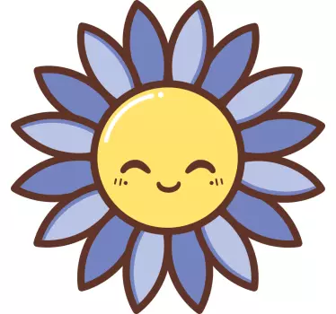 Silhuet glad lilla blomst glasdør klistermærke - TenStickers