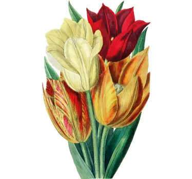 Flere tulipaner sammen blomstervæg indretning - TenStickers