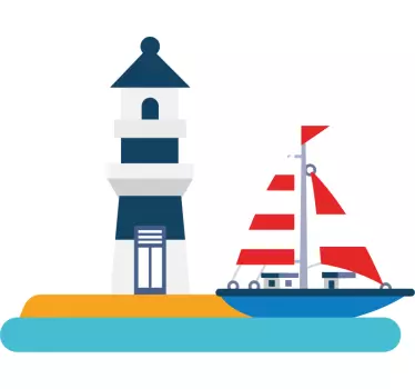 Blå fyrtårn marine klistermærke - TenStickers
