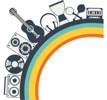 Musikinstrumenter på regnbue wallsticker - TenStickers