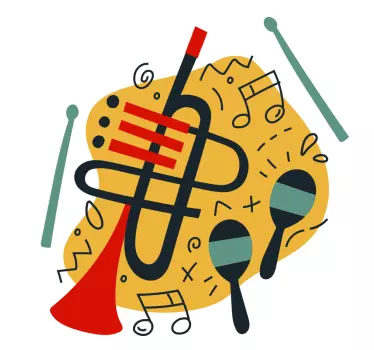 Saxofon på en gul baggrund soveværelse mærkat - TenStickers