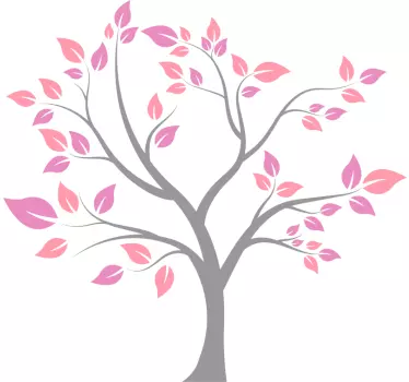 Gråt træ med lyserøde blade blomstervægindretning - TenStickers