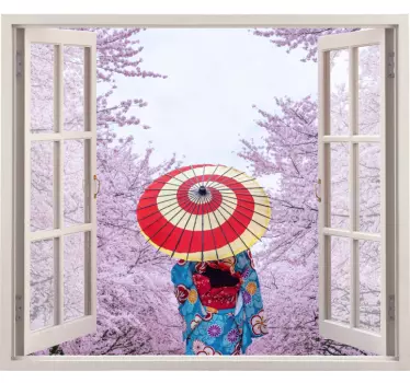 3d visninger til en fjeder japansk udsigt blomst væg indretning - TenStickers