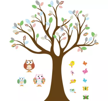 Wallstickers til Børn med Træ med Ugle - TenStickers