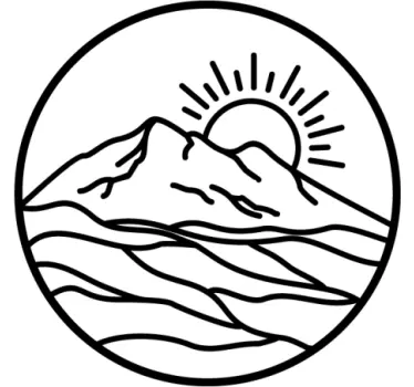 Rundt silhuet bjerg med sol natur klistermærker - TenStickers