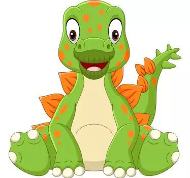 Grøn siddende dinosaur design væg klistermærke - TenStickers