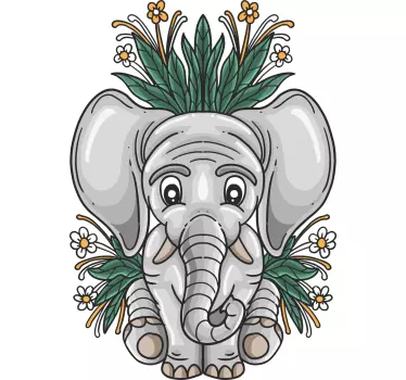 Tegning af en grå elefant klistermærke for vilde dyr - TenStickers