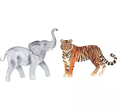 Akvarel safari dyr klistermærke for vilde dyr - TenStickers