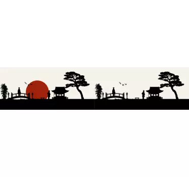 Kantbånd klistermærke naturskøn horisont silhuet - TenStickers