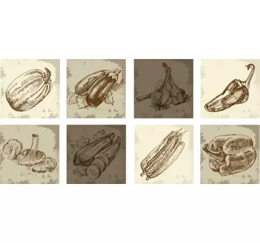 Vintage mad illustration køkken klistermærke - TenStickers