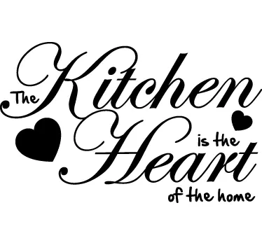 wallsticker køkken kitchen is the heart - TenStickers