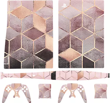 Lyserød og grå terningmønster PS5 skin - TenStickers