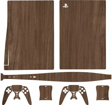 Mørkt træ tekstur ps5 cover - TenStickers