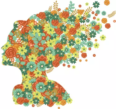 Blomstermotiv med damehårvæg - TenStickers