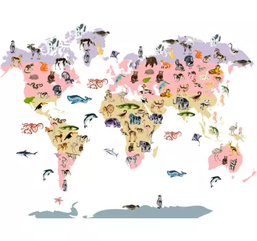 Søde farverige dyr og planter kort wallsticker - TenStickers