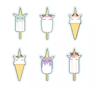 Sæt, enhjørning, is, illustration, wall art - TenStickers