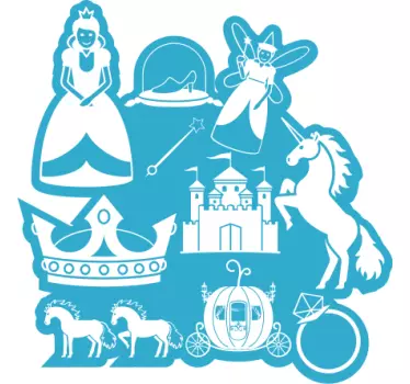 Eventyrdesign med enhjørninger illustration vægkunst - TenStickers