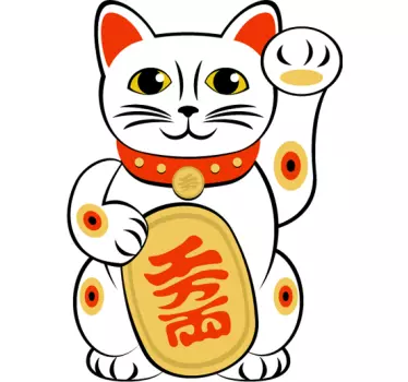 Maneki-neko kat vægklistermærke - TenStickers