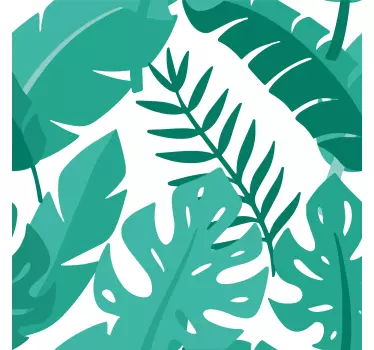 Grønne jungleblade over en hvid baggrundsdekaler til møbler - TenStickers