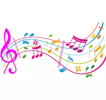 Farverige musik noder - TenStickers