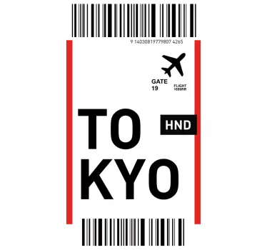 Flybillet til tokyo iphone -mærkat - TenStickers
