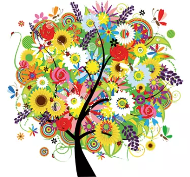 Farverigt træ sticker - TenStickers