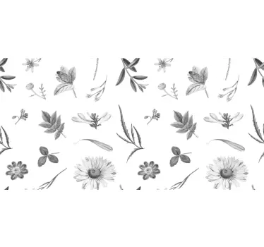 Grå sprint blomster klistermærker til møbler - TenStickers