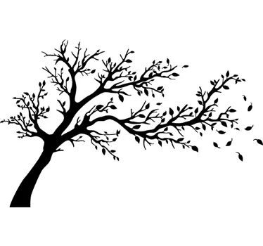 Wallsticker til stuen med japansk kirsebærtræ silhuet - TenStickers