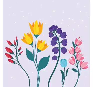 Farverig blomsterkomposition folie til møbler - TenStickers