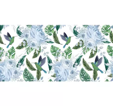 Tropisk kolibri blomstermotiv folie til møbler - TenStickers