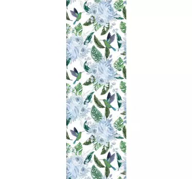 Blå haveblomster med fugle glas klistermærke - TenStickers
