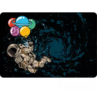 Laptop klistermærke cosmonaut med balloner - TenStickers