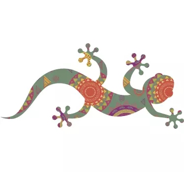 Gekko med blomster mandala dyr væg dekor - TenStickers