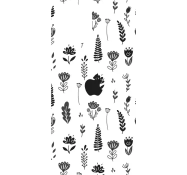 Sort og hvide blomster iphone klistermærker - TenStickers