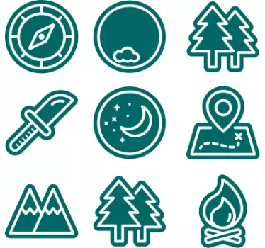 Klistermærke til campingvogn kompas og toppe - TenStickers
