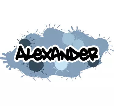 Personlig sort graffiti med blå baggrund wallsticker - TenStickers