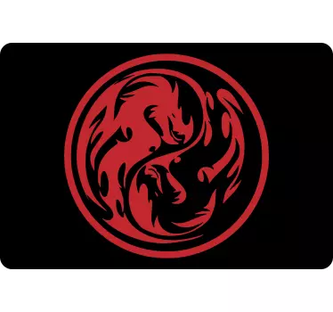 Sort og rød drage yin yang laptop klistermærker - TenStickers