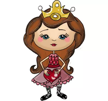 Lille prinsesse med hjerte klistermærke - TenStickers