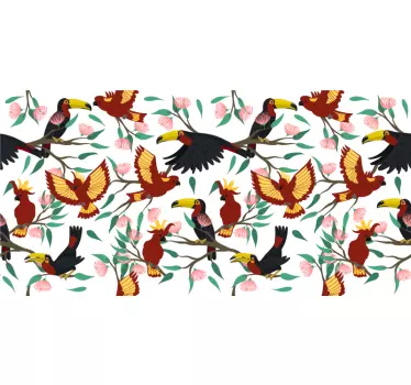 Levende tropisk fuglefauna folie til møbler - TenStickers