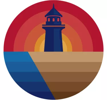 Strand og fyrtårn silhuet mærkat - TenStickers