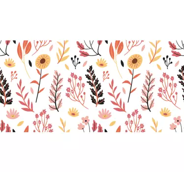 Farverige blomster over en hvid klistermærker til møbler - TenStickers