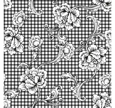 Folie til møbler med sorte blomsterarrangementer - TenStickers