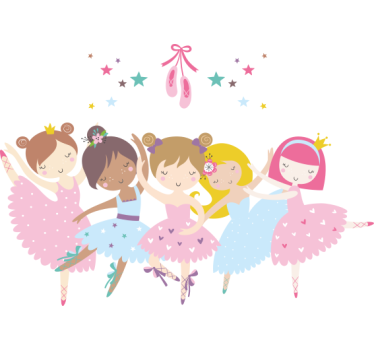 Ballet stjerner farverig illustration eventyr vægmærke - TenStickers