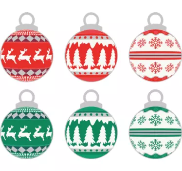 Håndtegnet julekuglesæt julevægklistermærke - TenStickers