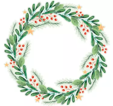 Akvarel krans jul wallsticker - TenStickers