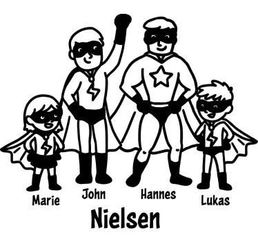 Tilpasset superheltefamilie postkasse klistermærke - TenStickers