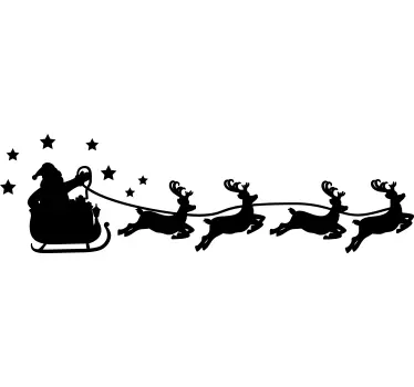 Sort og hvid julemands -slæde julemærke - TenStickers